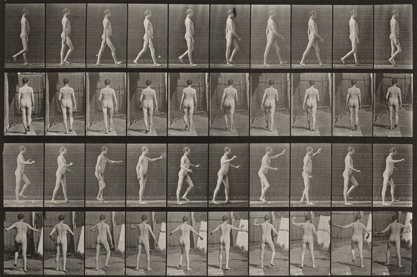 Plate Number 550. Locomotor ataxia, walking. A: Arms down. B: Arms up
