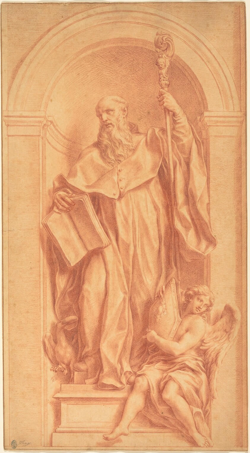 A Sculpture of Saint Benedict in a Niche