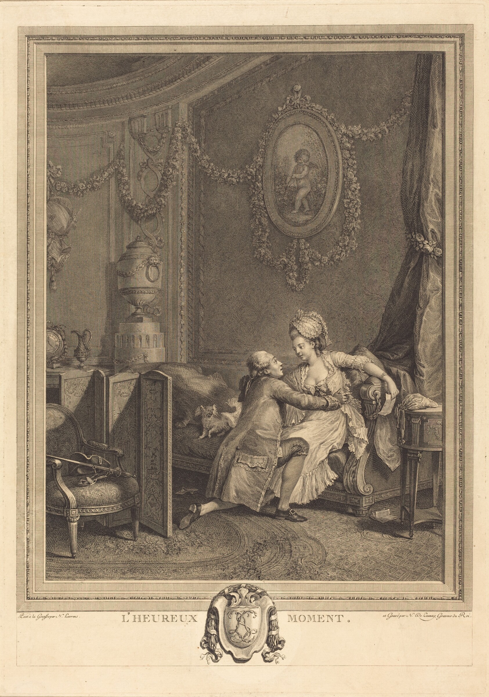 L'heureux moment, Nicolas Delaunay after Nicolas Lavreince, 1777