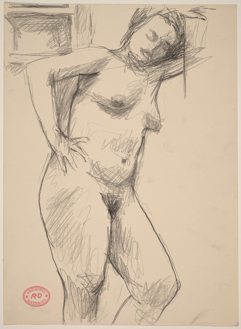 Untitled [standing female nude leaning against wall]