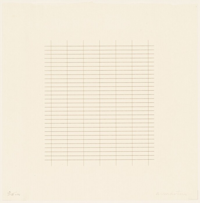 The image shows a grid of evenly spaced, thin horizontal and vertical lines forming rectangles on a plain backdrop. The design is reminiscent of lined notebook or graph paper, emphasizing precision and order.