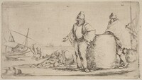 Two Sailors Standing near a Large Bale of Merchandise, Stefano Della Bella