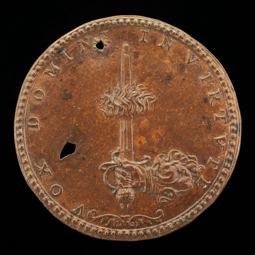 Hand Issuing from a Cloud, Holding a Flaming Sword [reverse]