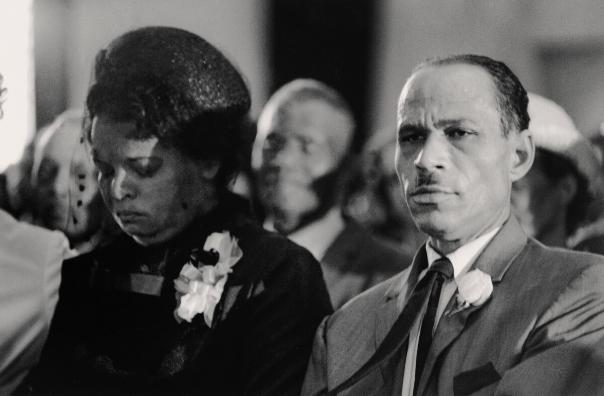 Mother, Myrtle Greene Burton, and Stepfather, Matt Burton, During the Funeral of Their Son James Earl Green, Jackson, Mississippi