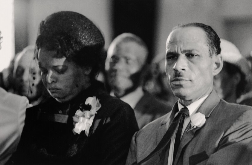 Mother, Myrtle Greene Burton, and Stepfather, Matt Burton, During the Funeral of Their Son James Earl Green, Jackson, Mississippi