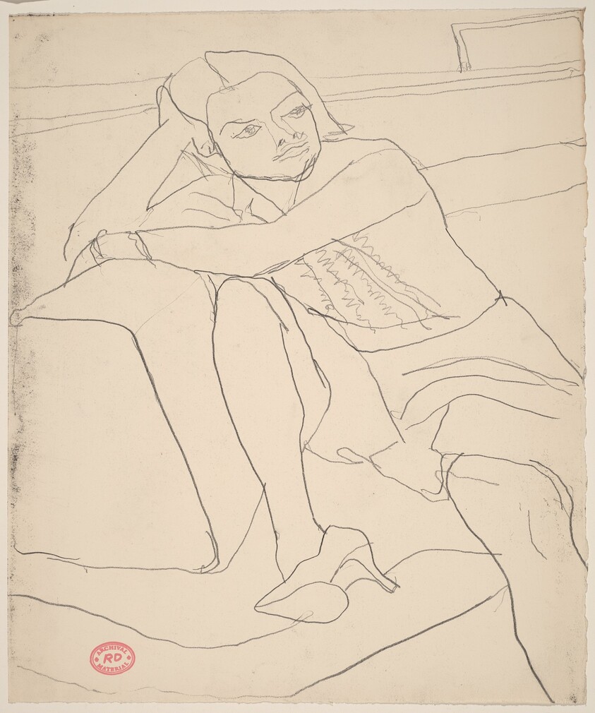 Untitled [seated woman wearing high-heeled shoe]