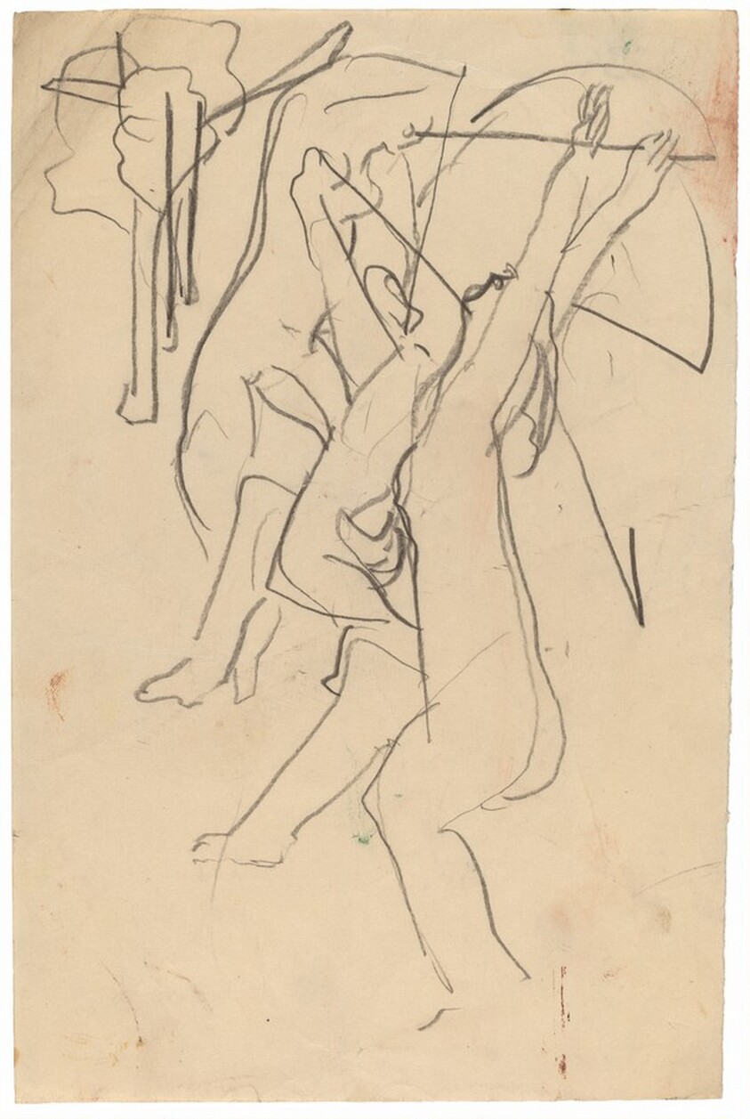 Three Nudes (or Nude in Motion) with Trees to the Left