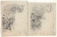 Chef Tossing Pancakes and Group of Four Men [verso], Felix Octavius Carr Darley
