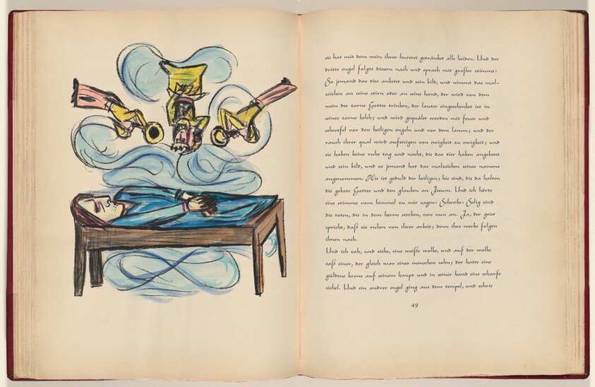 Johannes, Offenbarung, Kapitel 14, Vers 14 (John, Revelation, Chapter 14, Verse 14) (plate, page 48) from Apokalypse (Apocalypse)