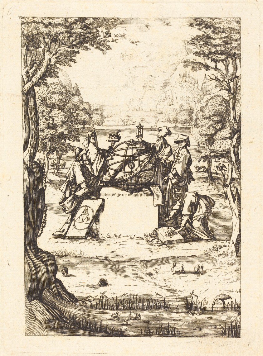 Frontispiece for the Sacred Cosmologia (Title with Astrologers)
