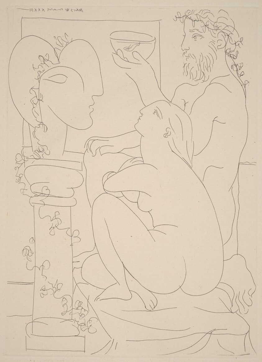 Sculptor, Model, Scupture, and a Goldfish (Sculpteur, modèle, sculpture et poisson rouge)