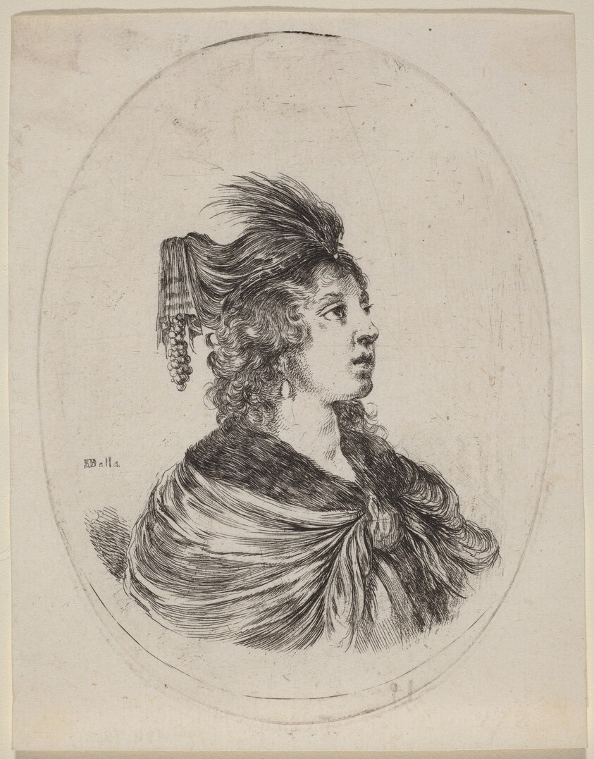 Woman in a Feathered Turban, Turned to the Right