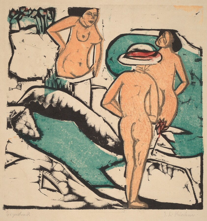Women Bathing Between White Stones (Badende Frauen Zwischen Weissen Steinen)