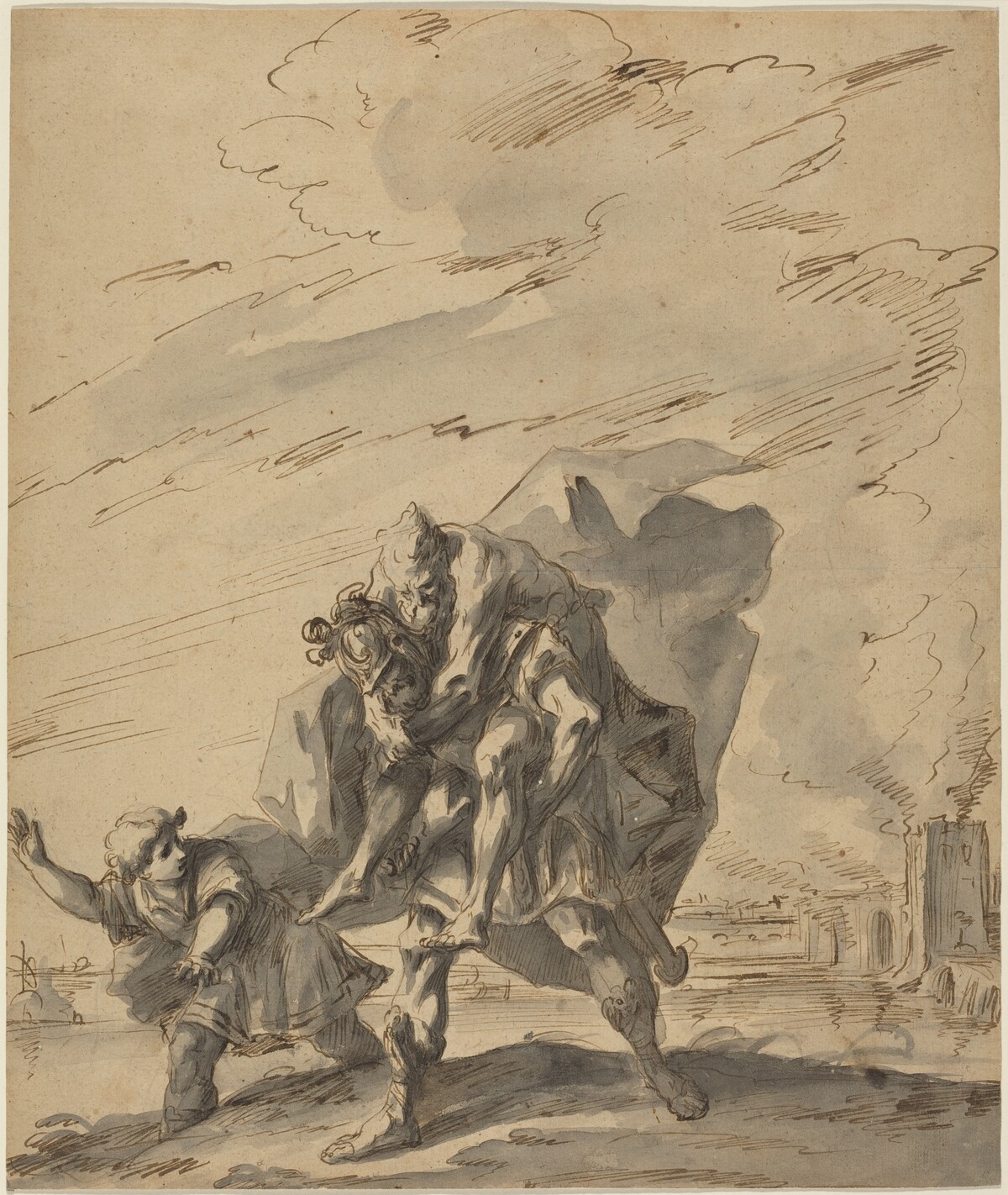 Aeneas Carrying Anchises from Burning Troy