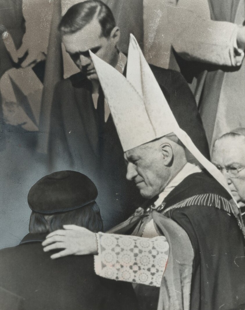 Title from caption on object: “Cardinal Cushing Placing a Consoling Hand on the Shoulder of Mrs. Jacqueline Kennedy...”