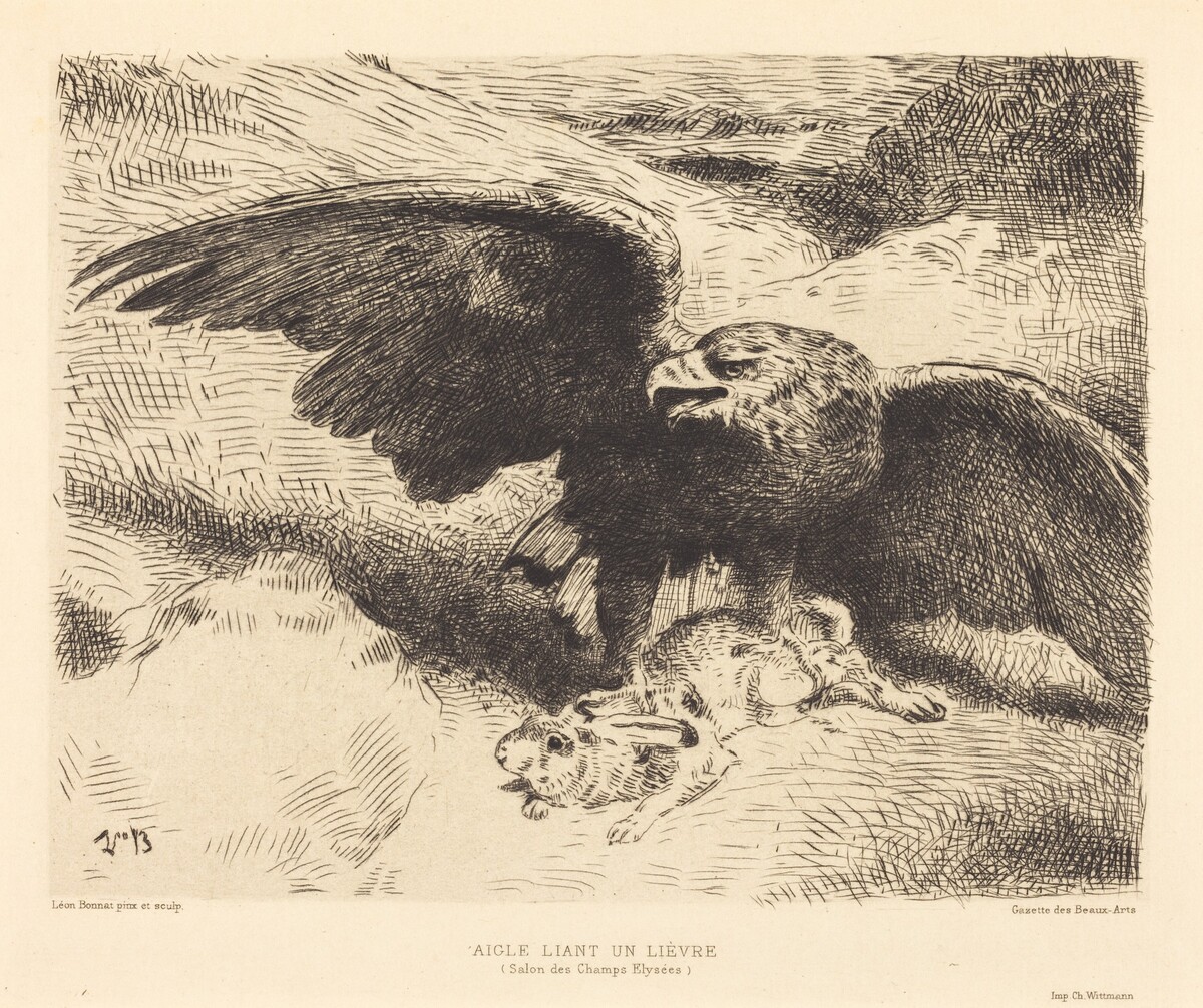 Aigle Liant un Lièvre (An Eagle Pouncing on a Hare)