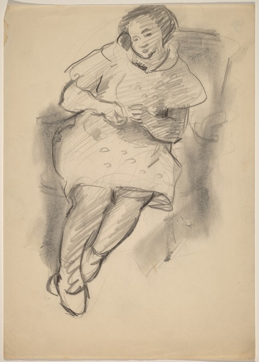 Seated Woman with Hands Together in Lap