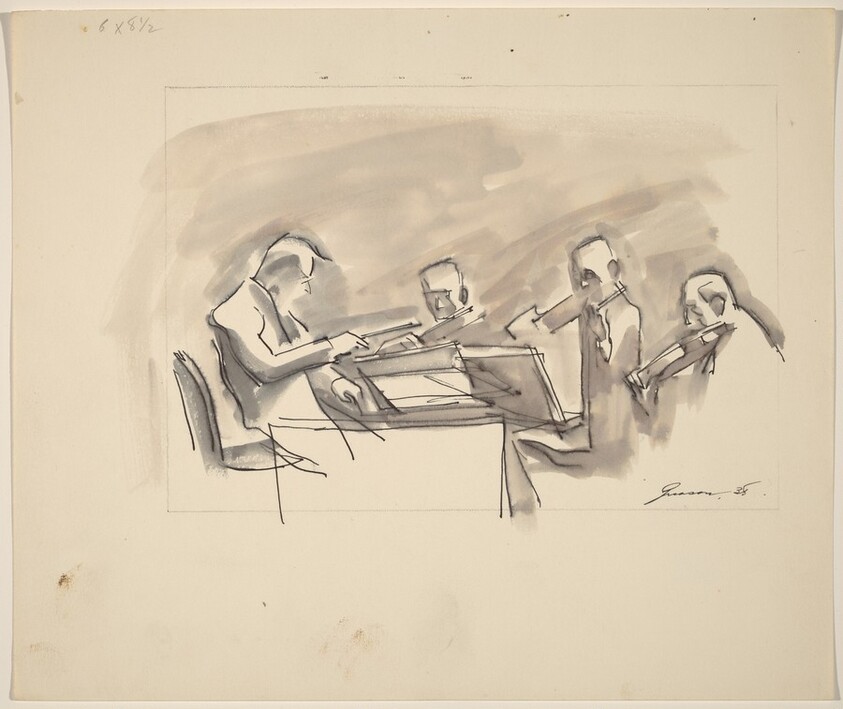 Three Violinists with Conductor