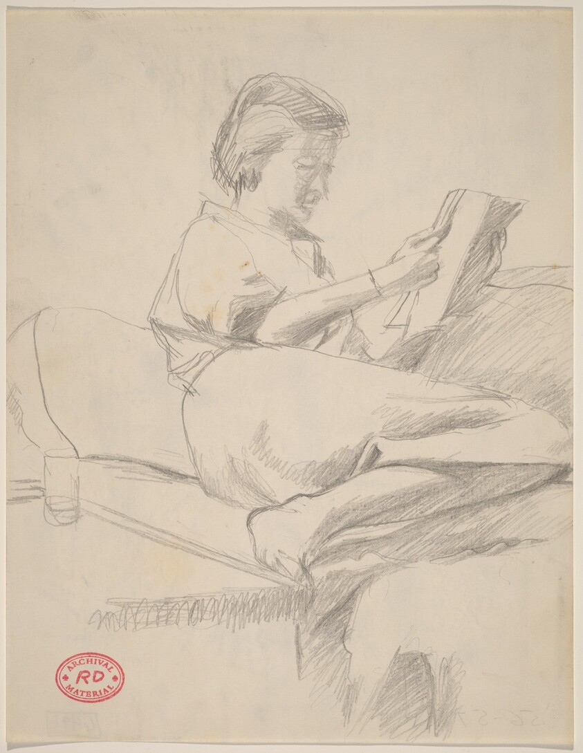 Untitled [woman on a sofa reading]