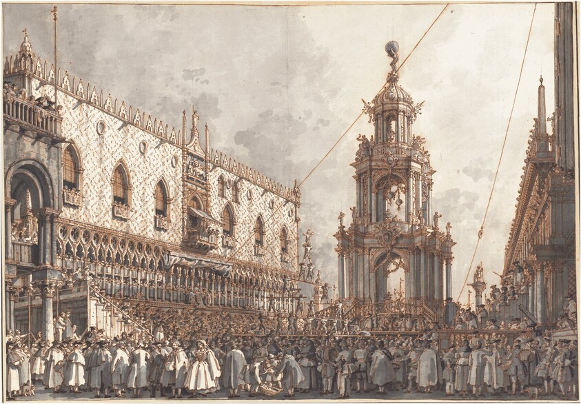 The "Giovedì Grasso" Festival before the Ducal Palace in Venice