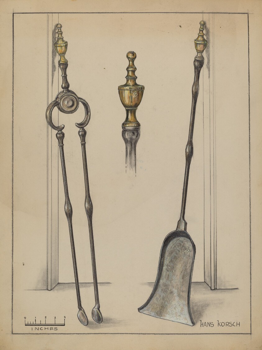 Fire Tongs, Shovel, and Jamb Hooks