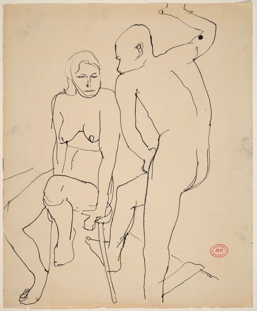 Untitled [standing male and seated female nudes]