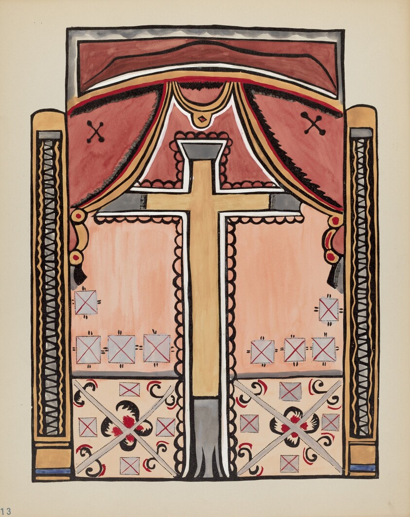 Plate 13: Design with Cross, Chimayo: From Portfolio "Spanish Colonial Designs of New Mexico"