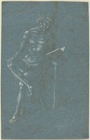 A Young Man Sitting on a Stool Reading a Book (recto); The Fall of Man (a fragment of the lower part) (verso), Florentine 15th Century, c. 1450