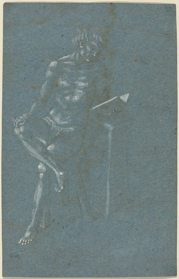 A Young Man Sitting on a Stool Reading a Book (recto); The Fall of Man (a fragment of the lower part) (verso)