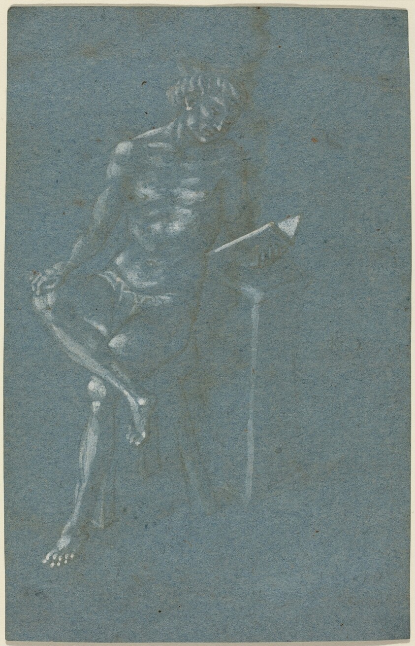 A Young Man Sitting on a Stool Reading a Book (recto); The Fall of Man (a fragment of the lower part) (verso)