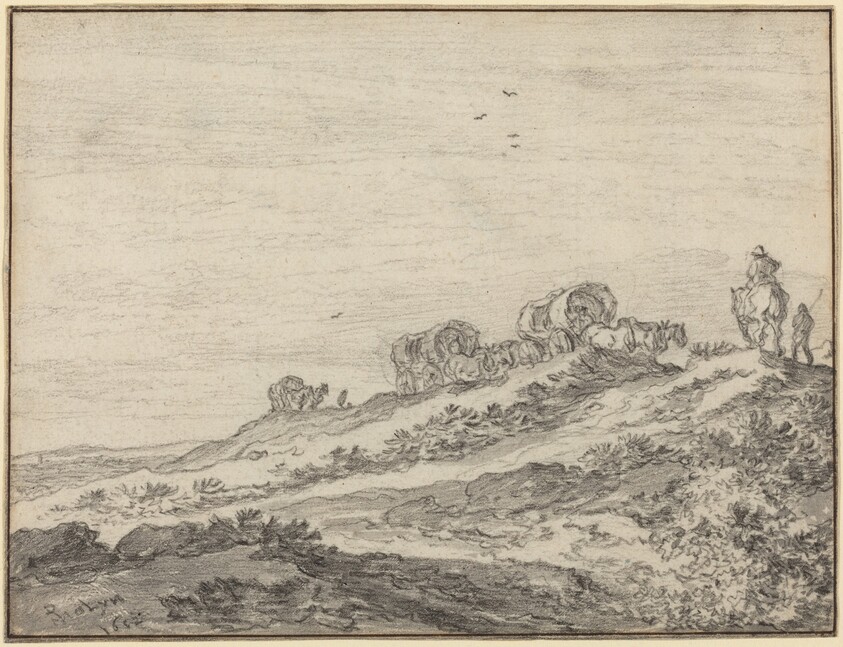 Travellers along the Crest of a Hill