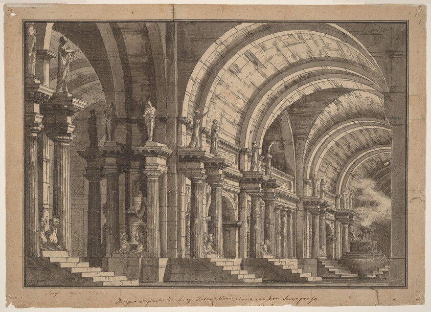 A Monumental Vaulted Hall with a Smoking Altar