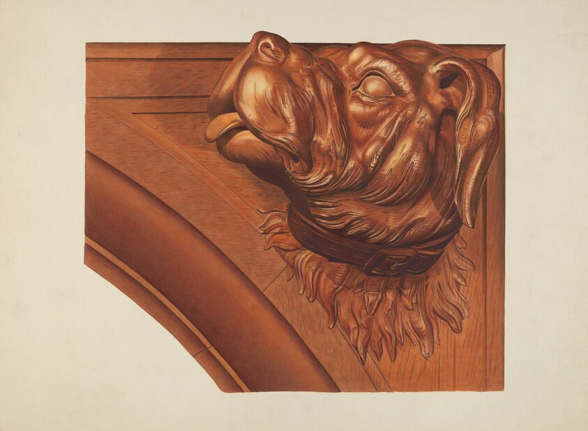 Mantle Carving (Dog's Head)