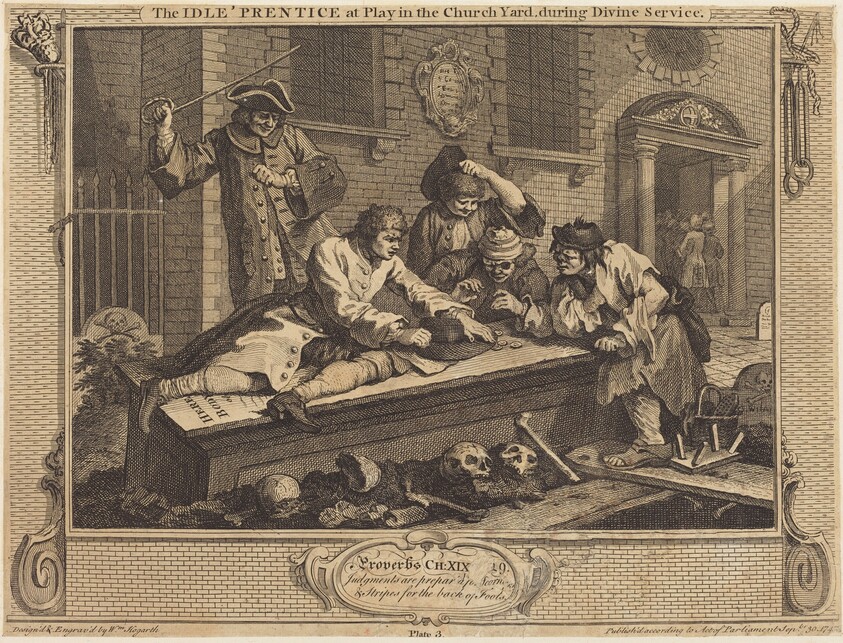 The Idle 'Prentice at Play in the Church Yard, during Divine Service