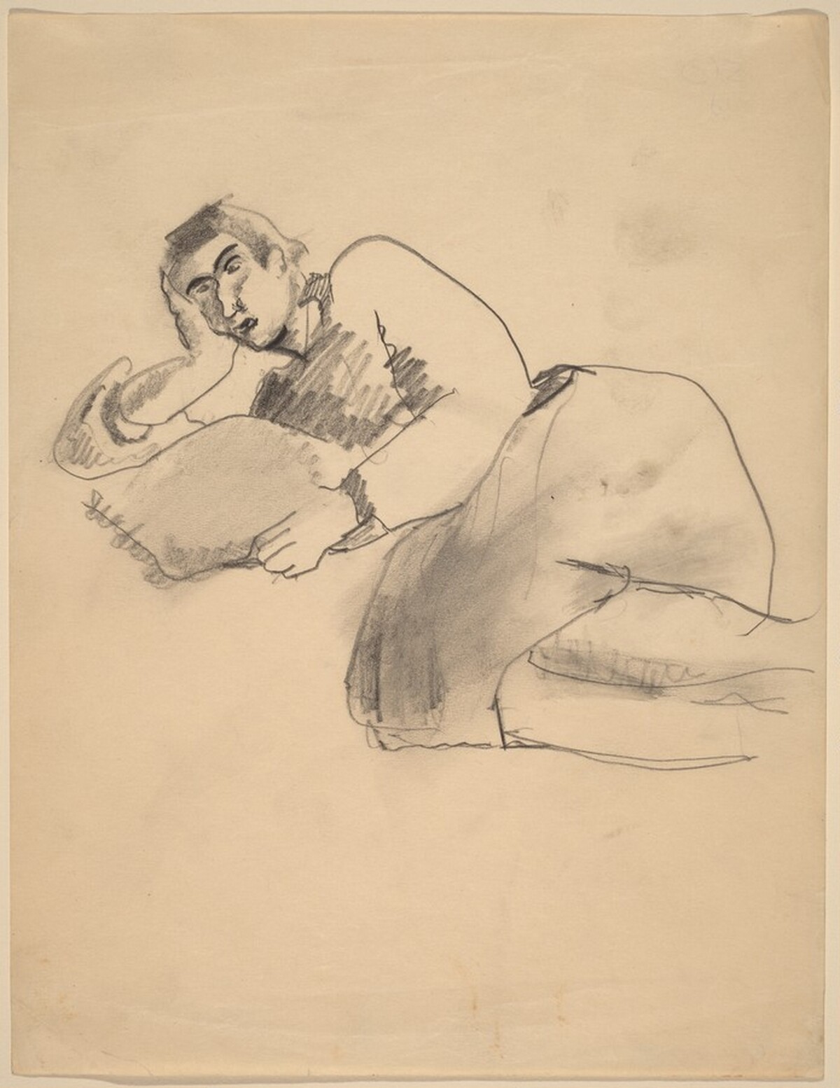 Woman Reclining to the Left, Pillow at Hand