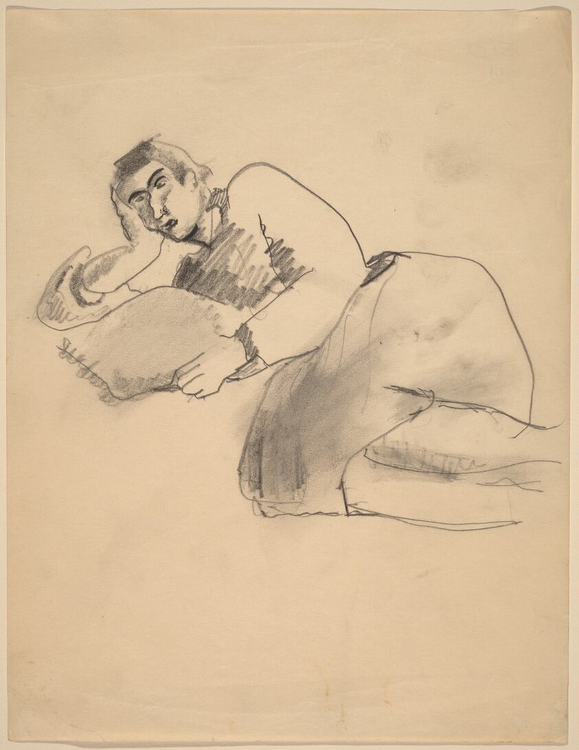 Woman Reclining to the Left, Pillow at Hand
