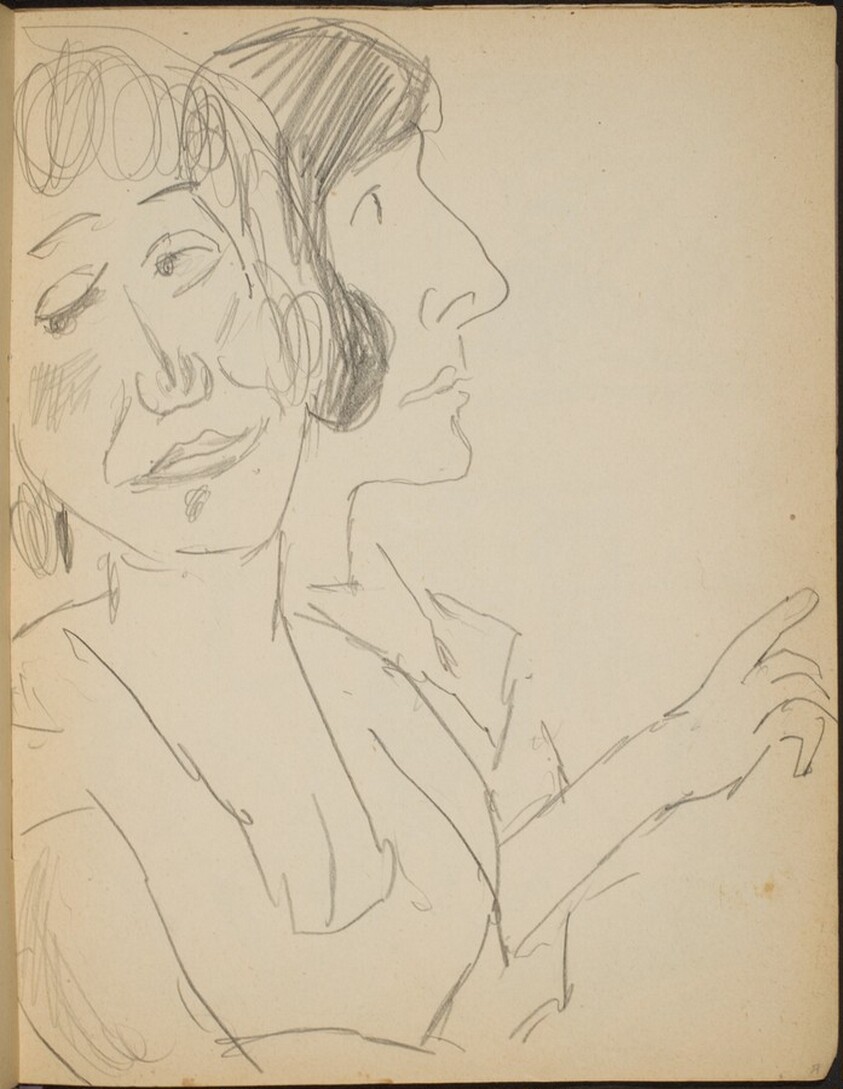 Zwei weibliche Bildnisstudien (Study of Two Ladies in Profile) [p. 17]