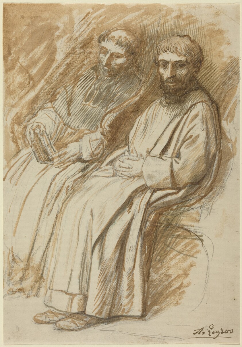 Two Monks Seated in a Church