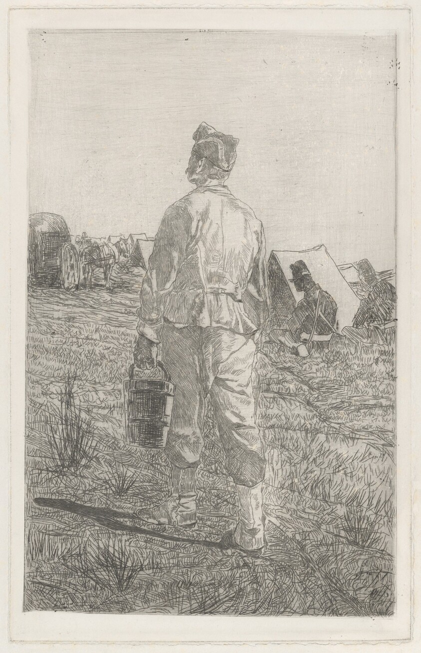 Soldier with a Pail, Seen from Behind (Soldato di spalle con secchio)