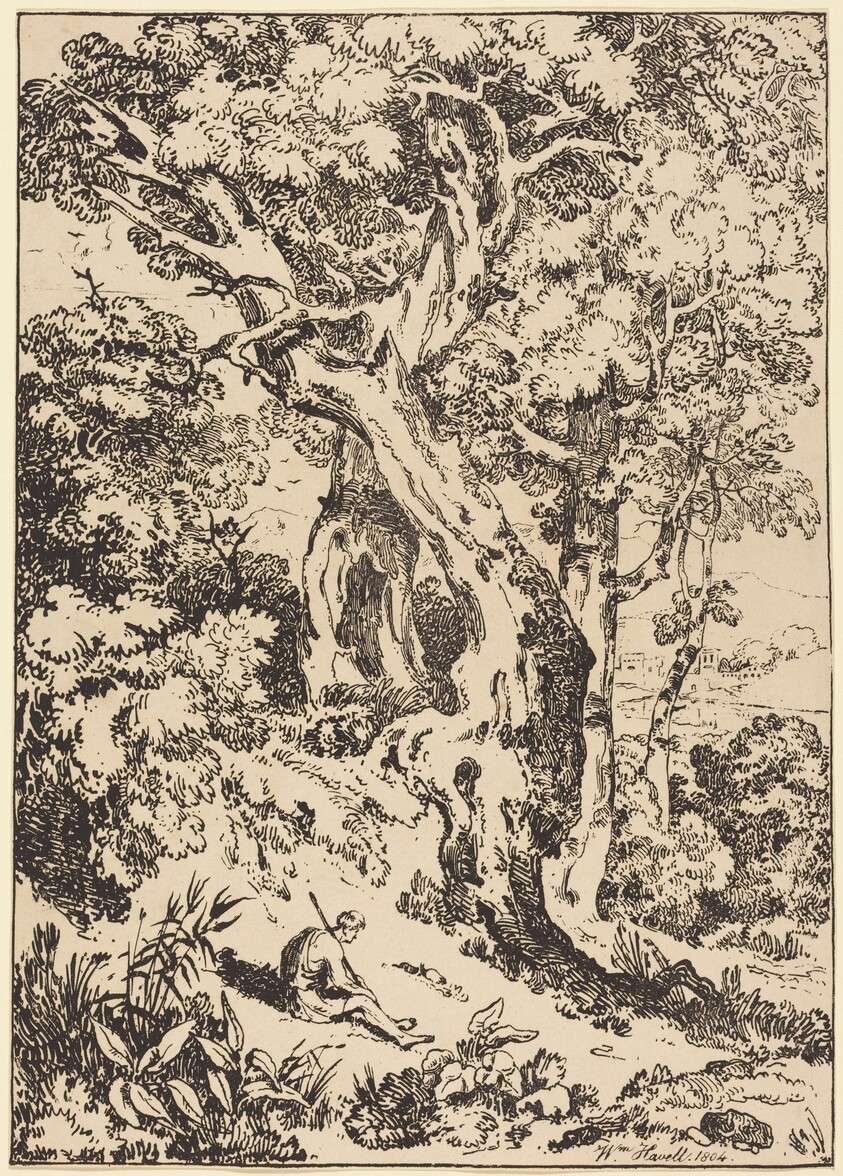 Study of Trees and Shrubs with Seated Figure