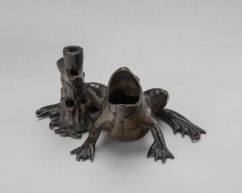 Inkwell in the Form of a Frog beside a Tree Stump