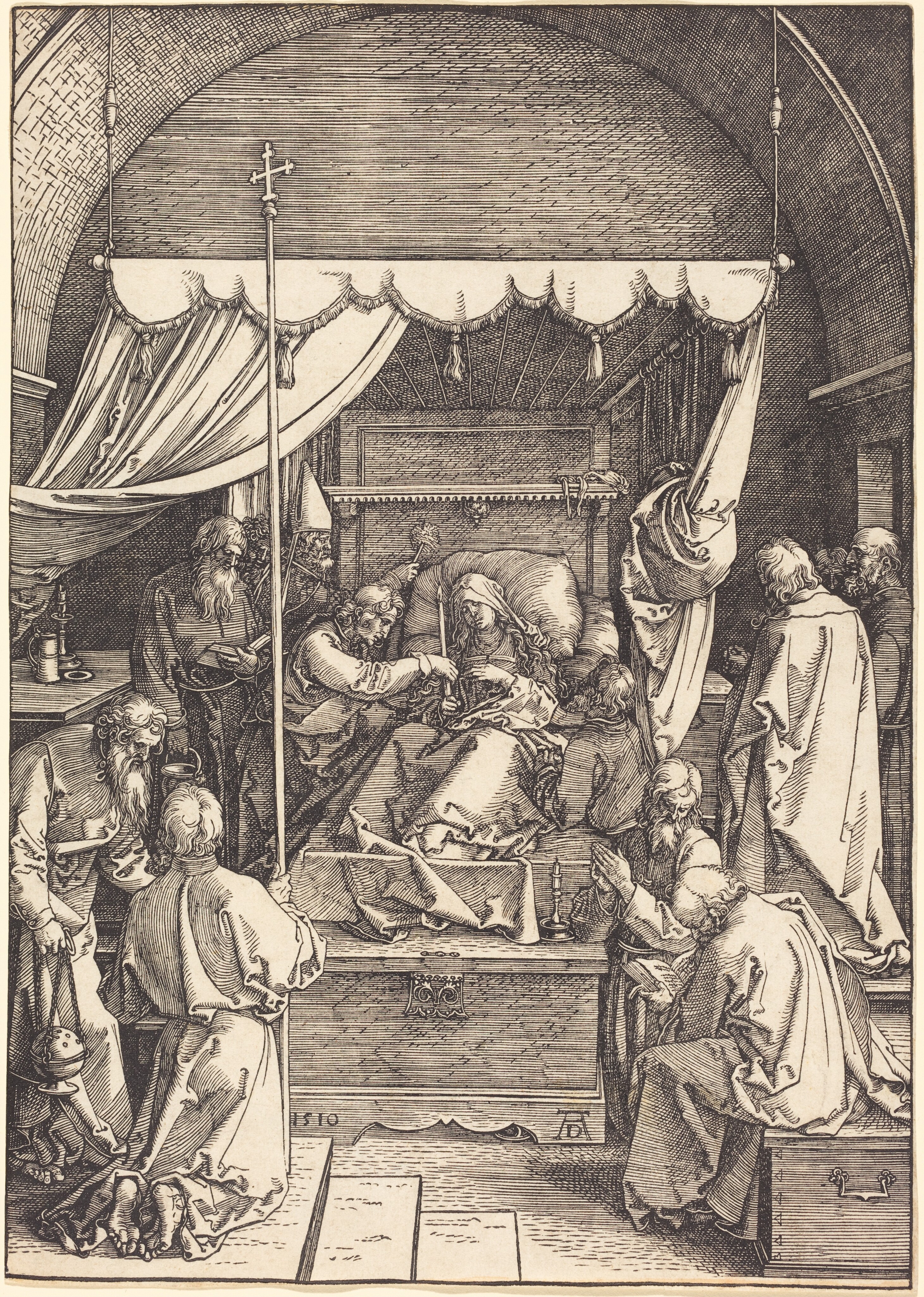 Ｍ170-3 隠れキリシタン肉筆板絵『ウラジーミルの生神女』　DD The Death of the Virgin by Albrecht Dürer
