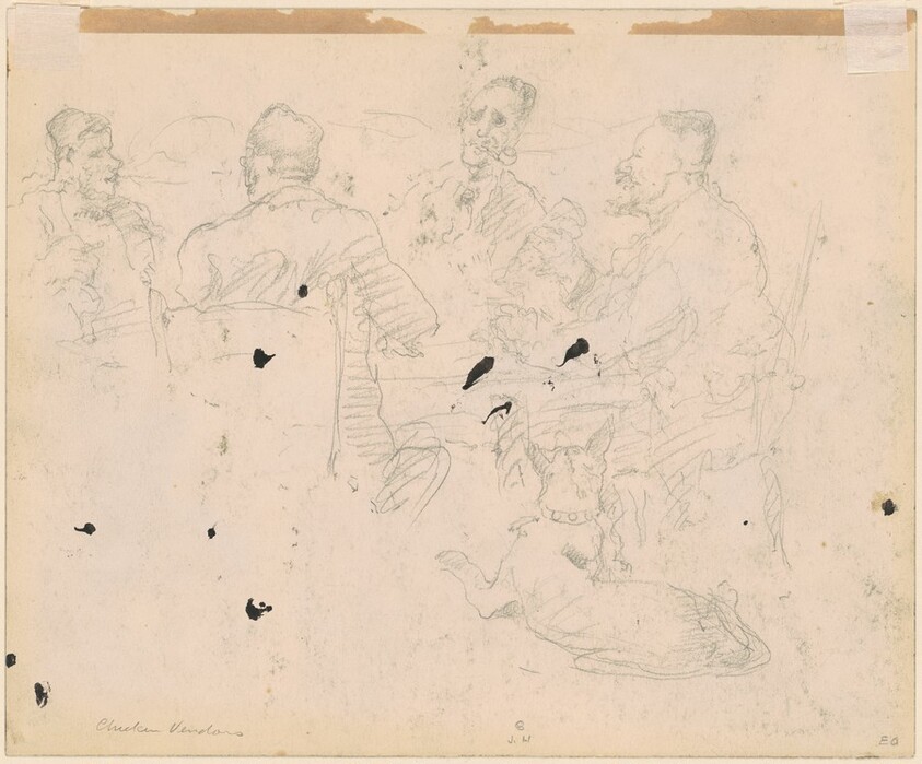 Men Drinking at a Table [verso]