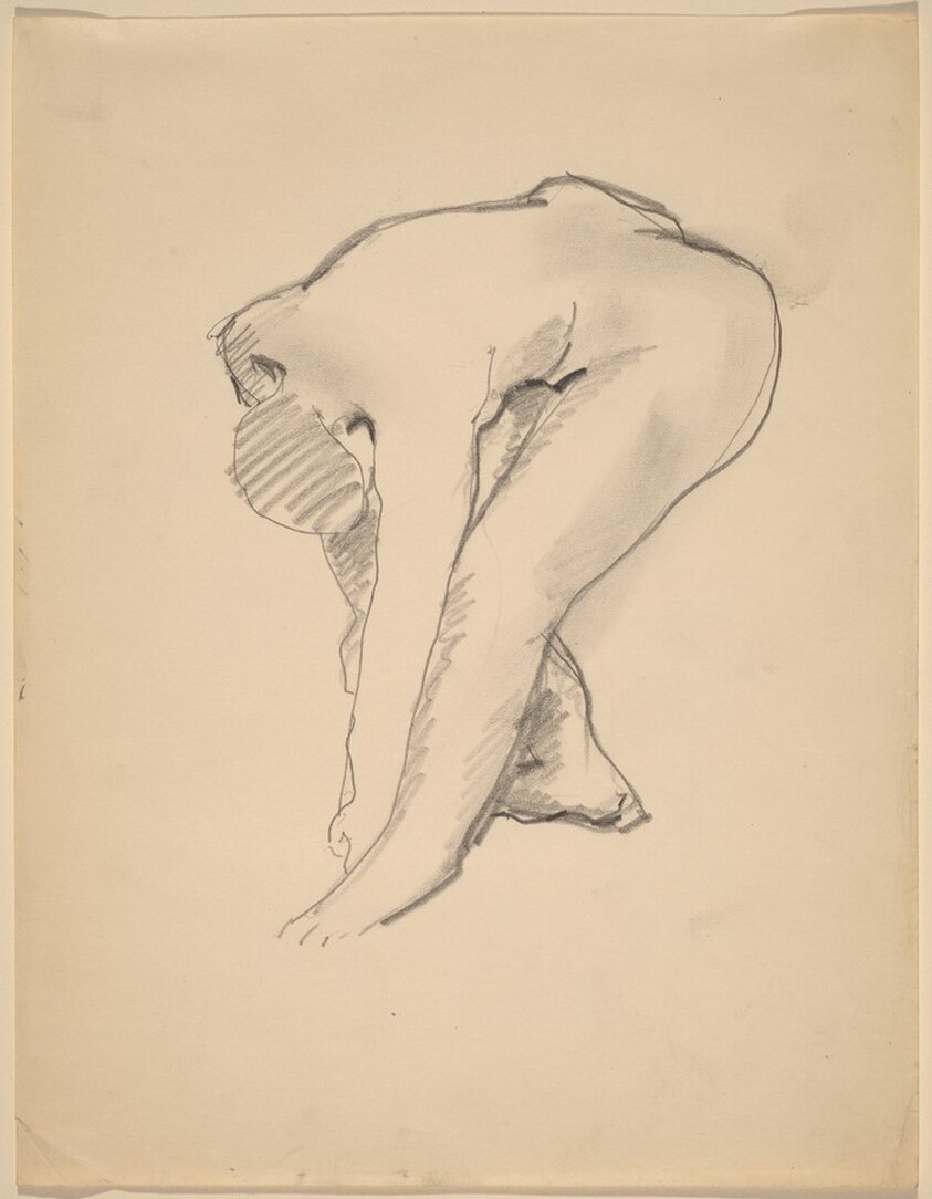 Nude, Bending Forward, Arms Relaxed