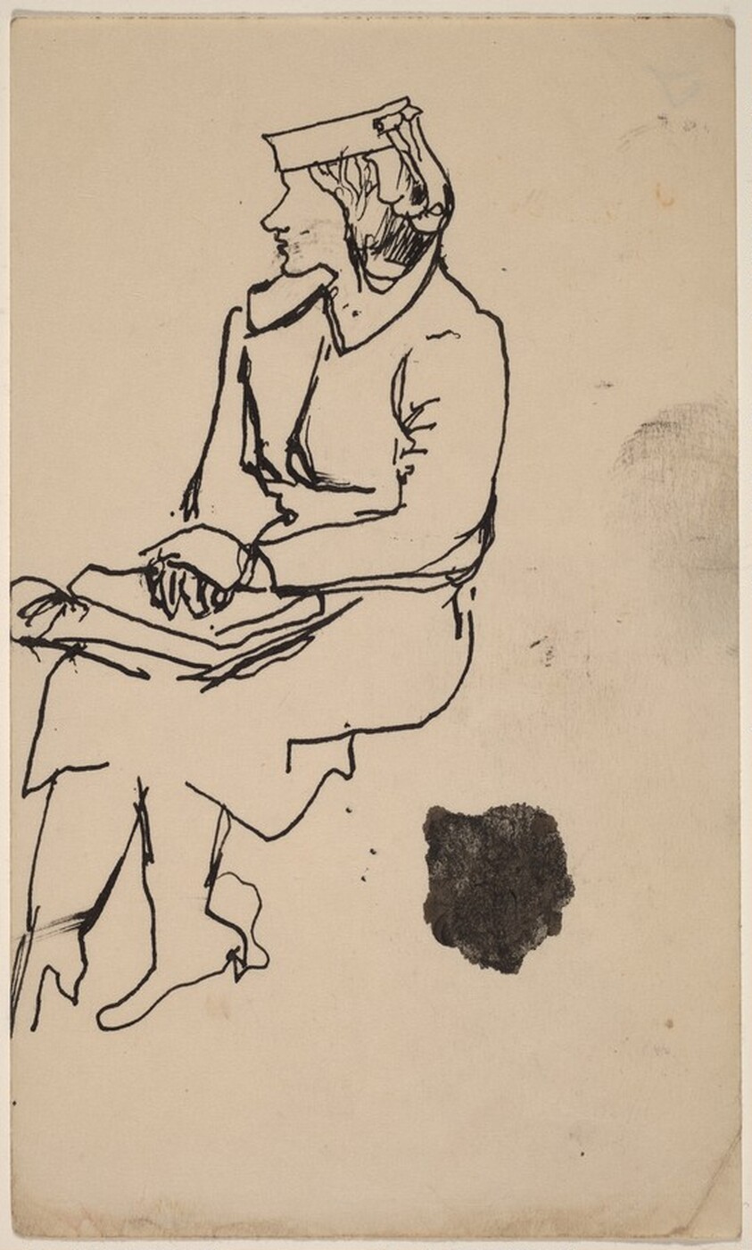 Seated Woman in Profile with Hands Clasped in Lap