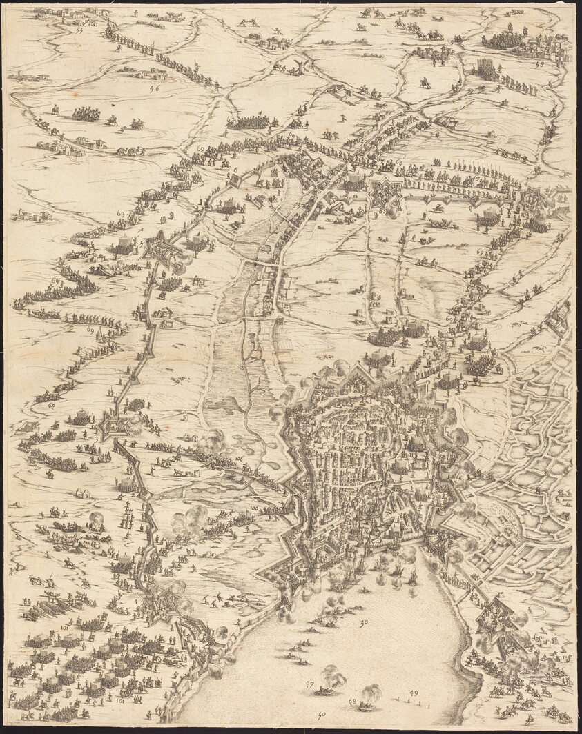 The Siege of La Rochelle [plate 6 of 16;  set comprises 1952.8.97-112]