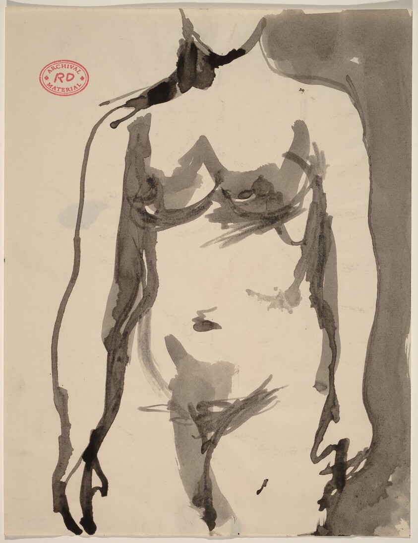 Untitled [front view of standing female nude with arms to side]