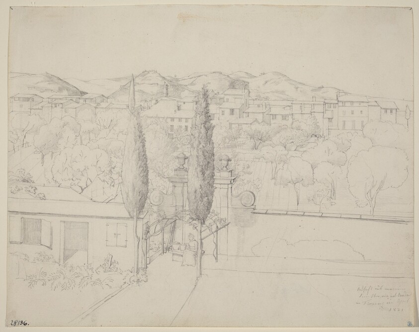 Aussicht aus meinem Fenster, via valfonda in Florenz (Gardens in Florence Seen from the Artist's Window)