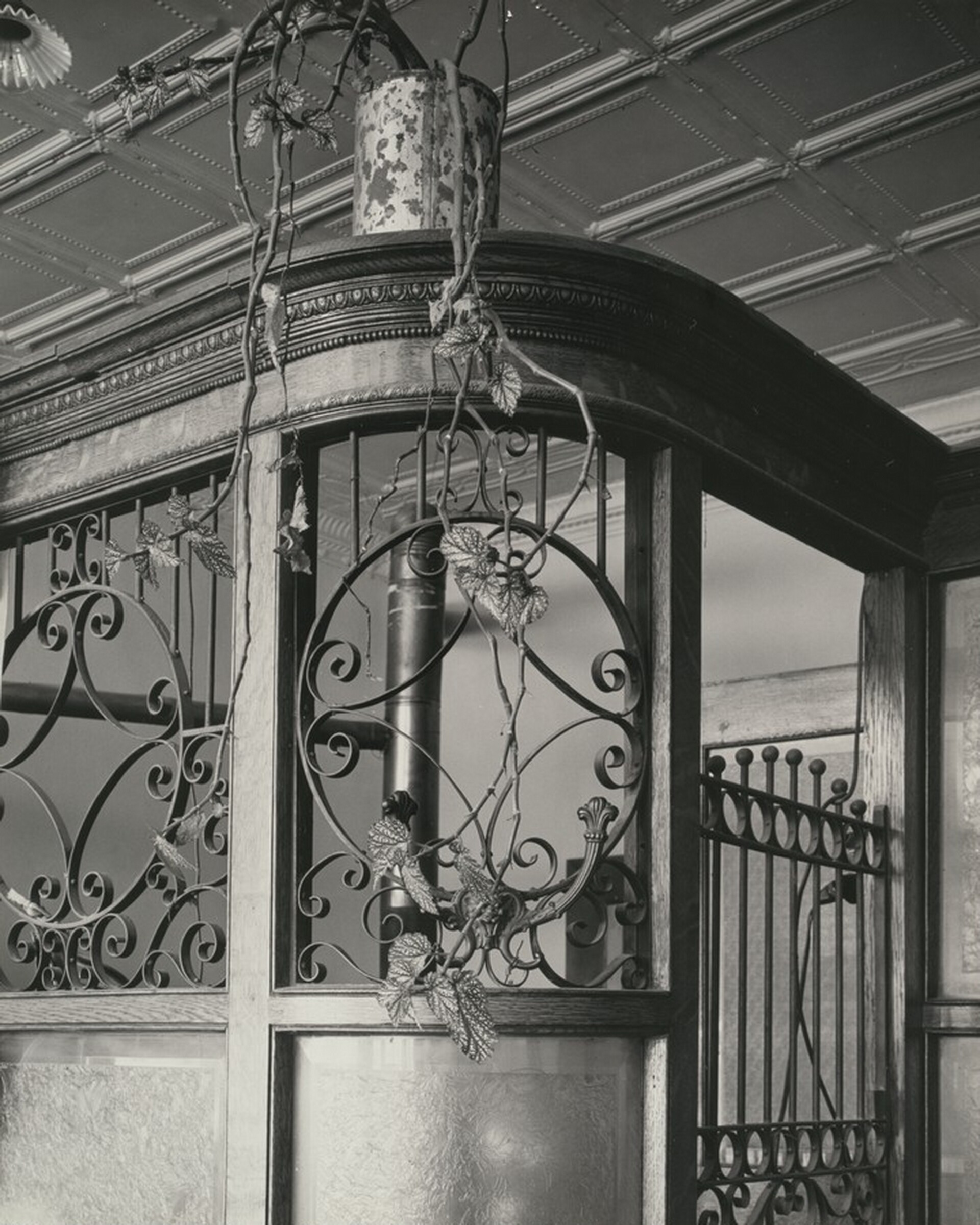 Bank Grill, back of Cahow's Barber Shop, Chapman, Nebraska, Wright Morris, 1942