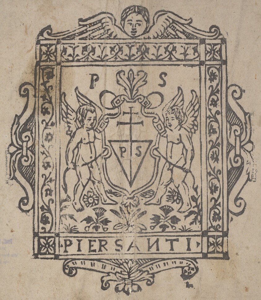 Two Putti with Shield Inscribed Pier Santi